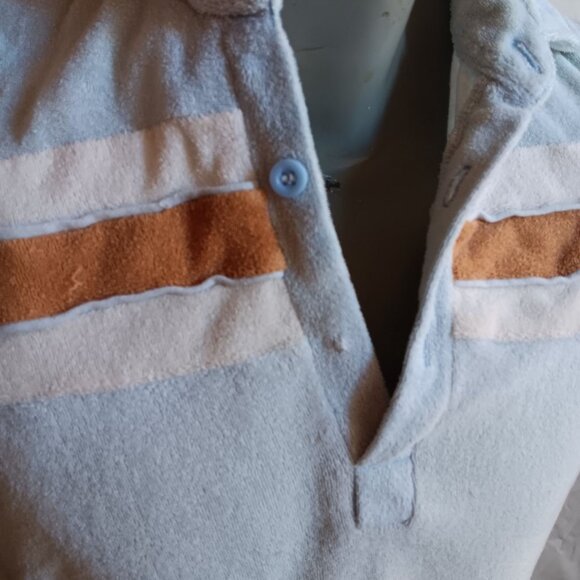 Vintage Men's Medium POlo Shirt 1970's Terrycloth Striped Tennis Pro Hippy Relic - Picture 3 of 7